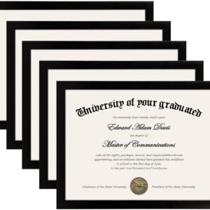 upsimples Certificate Frame with High Definition Glass, 8.5 by 11 Picture Diploma Document Frames for Wall and Tabletop, Black 5 Pack