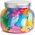 Capri Blue Volcano Candle - Rainbow Watercolor Signature Glass Jar Candle 
