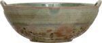 Creative Co-Op Stoneware Berry Bowl with Handles, Aqua Reactive Glaze