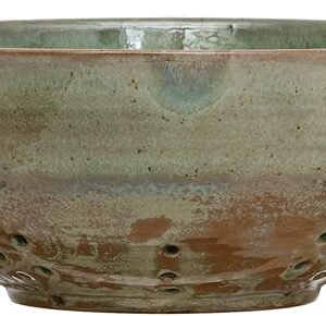 Creative Co-Op Stoneware Berry Bowl with Handles, Aqua Reactive Glaze