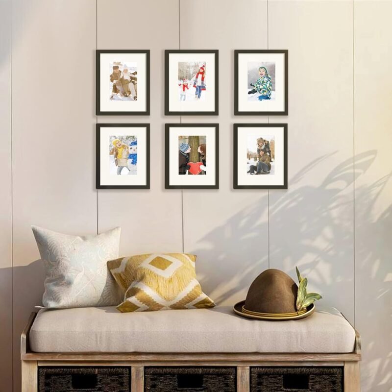 upsimples 8x10 Picture Frame Set of 5, Display Pictures 5x7 with Mat or 8 x 10 Without, Wall Gallery Photo Frames, Black - Image 5