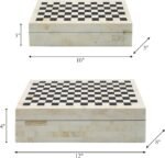 Sagebrook Home Decorative Storage Boxes Set – Checkered Design, Resin & Wood Keepsake Boxes