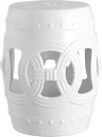 JONATHAN Y TBL1022A Lucky Coins 16" Chinese Ceramic Drum Indoor/Outdoor Garden Stool