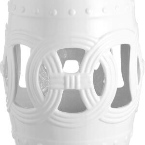 JONATHAN Y TBL1022A Lucky Coins 16" Chinese Ceramic Drum Indoor/Outdoor Garden Stool