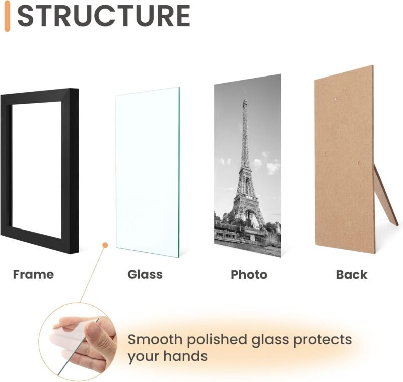 upsimples Certificate Frame with High Definition Glass, 8.5 by 11 Picture Diploma Document Frames for Wall and Tabletop, Black 5 Pack - Image 3