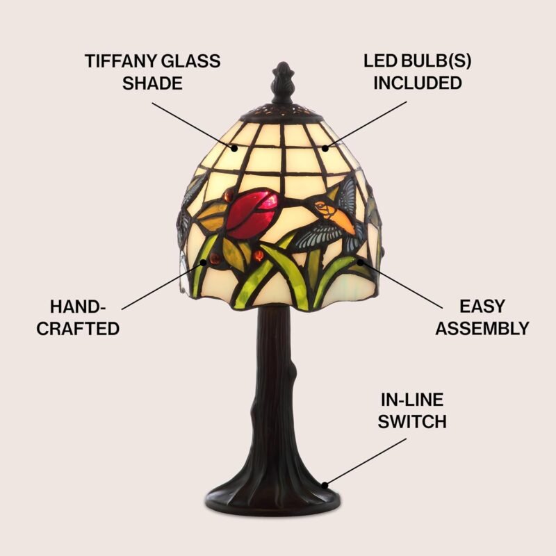JONATHAN Y JYL8014A Hummingbird Tiffany-Style 12" LED Table Lamp - Image 6