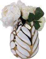 Sagebrook Home Modern Ceramic Stoneware Vase with Gold Metallic Finish
