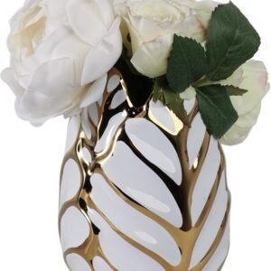 Sagebrook Home Modern Ceramic Stoneware Vase with Gold Metallic Finish