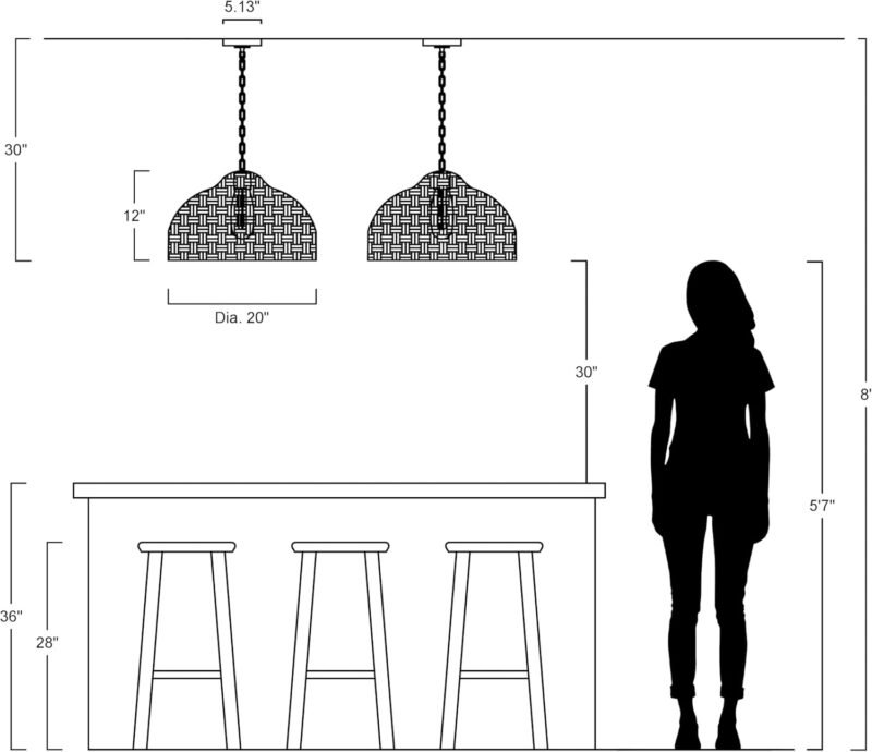 JONATHAN Y JYL1133A Eliza 20" 1-Light Coastal Bohemian Rattan/Iron Dome LED Pendant Rustic - Image 3