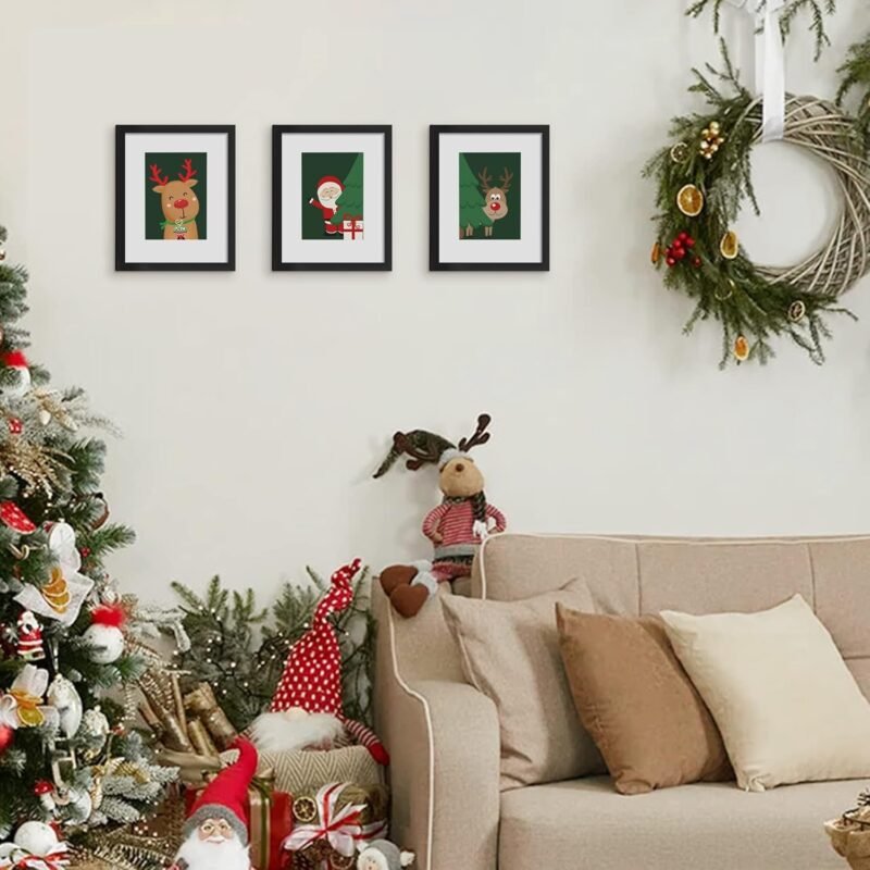 upsimples 8x10 Picture Frame Set of 5, Display Pictures 5x7 with Mat or 8 x 10 Without, Wall Gallery Photo Frames, Black - Image 2
