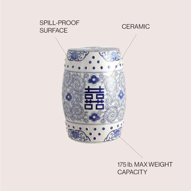 JONATHAN Y TBL1013A Double Happiness 18" Chinoiserie Ceramic Drum Indoor/Outdoor. - Image 3
