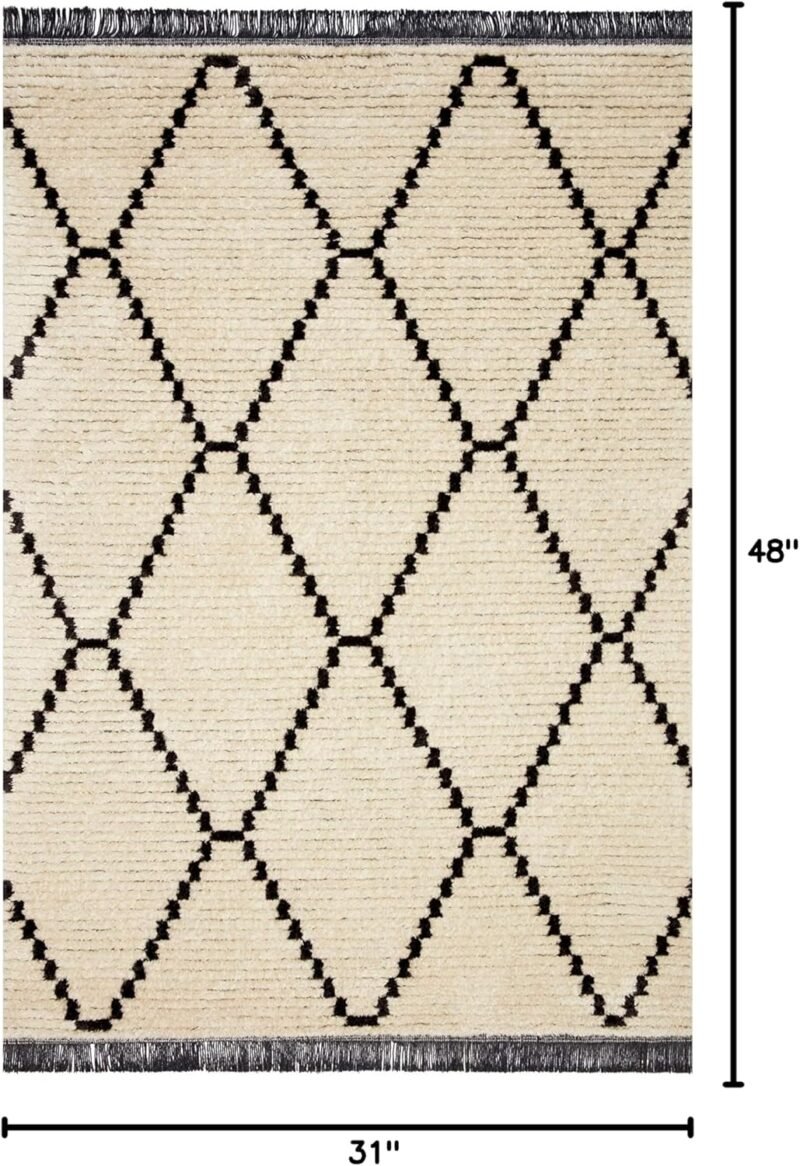 Loloi Chris Loves Julia Alice Collection ALI-04 Cream/Black 2'-7" x 4' Accent Rug - Image 2