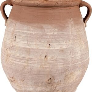 Creative Co-Op Large Orange & Whitewashed Terracotta Urn