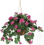 Nearly Natural Artificial Bougainvillea Hanging Flower Basket Faux Plant