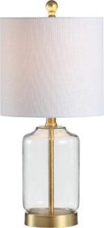 JONATHAN Y JYL1033A Duncan 20.5" Glass/Metal LED Table Lamp Glam Cottage Bedside Desk Nightstand Lamp for Bedroom