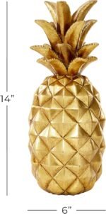 Deco 79 Polystone Fruit Decorative Sculpture Pineapple Home Decor Statue, Accent Figurine 6" x 6" x 14", Gold