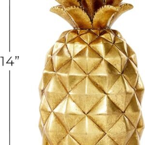 Deco 79 Polystone Fruit Decorative Sculpture Pineapple Home Decor Statue, Accent Figurine 6" x 6" x 14", Gold