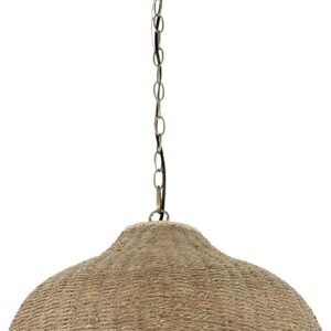 JONATHAN Y JYL1133A Eliza 20" 1-Light Coastal Bohemian Rattan/Iron Dome LED Pendant Rustic