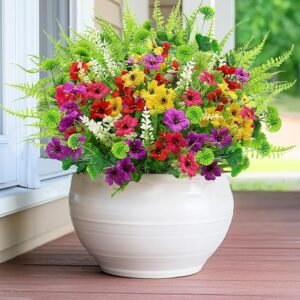 TURNMEON 16 Bundles 7 Styles Artificial Flowers for Outdoors Summer Decor