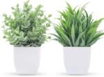 Der Rose 2 Pack Small Fake Plants Mini Artificial Potted Plants