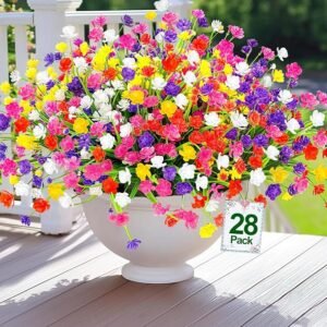 TURNMEON 12 Bundles 4 Styles Fake Plants Artificial Plants Outdoor Summer Decor