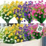 TURNMEON 20 Bundles Artificial Flowers for Outdoors Fake Plants Summer Decor, UV Resistant Artificial Plants