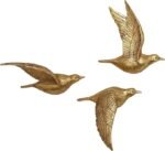 Deco 79 Polystone Bird Home Wall Decor Metallic 3D Sculpted Floating Wall Sculpture