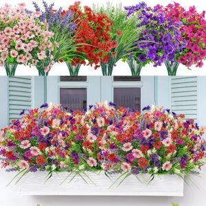 Der Rose 24 Bundles Artificial Flowers for Outdoor Fake Flowers Plants