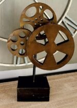 Deco 79 Metal Film Decorative Sculpture Reel Home Decor Statue with Elevated Block Base