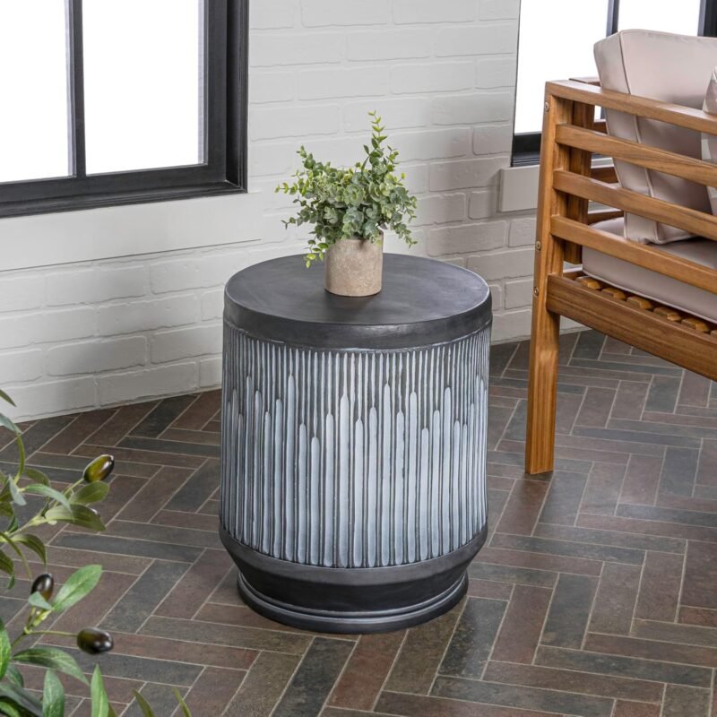 JONATHAN Y TBL1103C Kline 17.5" Mid-Century Modern Brutalist Indoor/Outdoor Accent Table Art Deco - Image 5