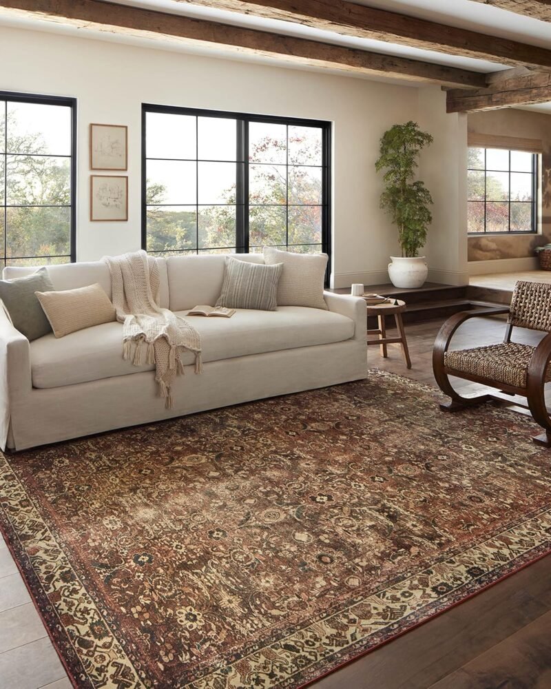 Loloi Magnolia Home by Joanna Gaines Banks Collection BAN-04 Brick/Ivory 2'-3" x 3'-9" .13" Pile Height. - Image 5