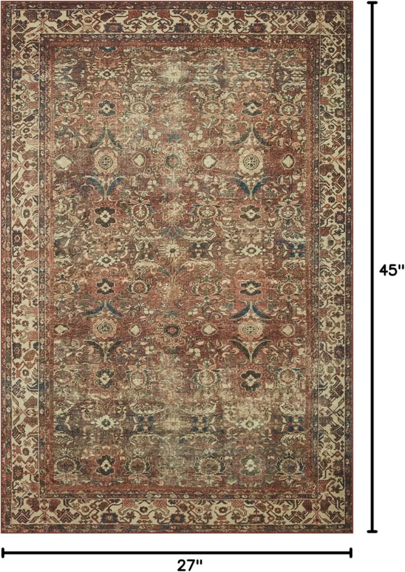 Loloi Magnolia Home by Joanna Gaines Banks Collection BAN-04 Brick/Ivory 2'-3" x 3'-9" .13" Pile Height. - Image 6
