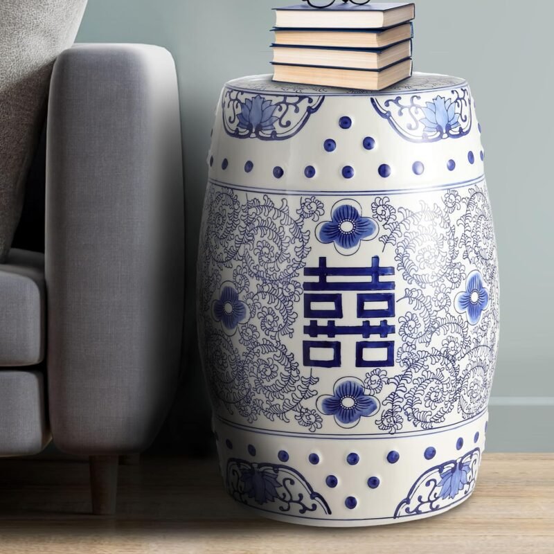 JONATHAN Y TBL1013A Double Happiness 18" Chinoiserie Ceramic Drum Indoor/Outdoor. - Image 4