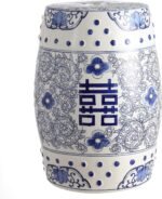 JONATHAN Y TBL1013A Double Happiness 18" Chinoiserie Ceramic Drum Indoor/Outdoor.