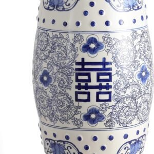 JONATHAN Y TBL1013A Double Happiness 18" Chinoiserie Ceramic Drum Indoor/Outdoor.