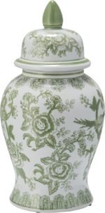 Sagebrook Home Elegant Green Chinoiserie Ceramic Ginger Jar