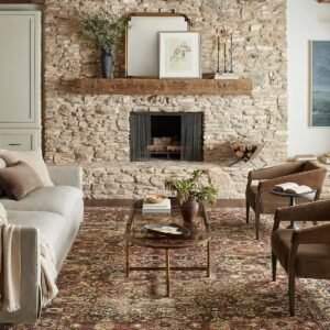 Loloi Magnolia Home by Joanna Gaines Banks Collection BAN-04 Brick/Ivory 2'-3" x 3'-9" .13" Pile Height.