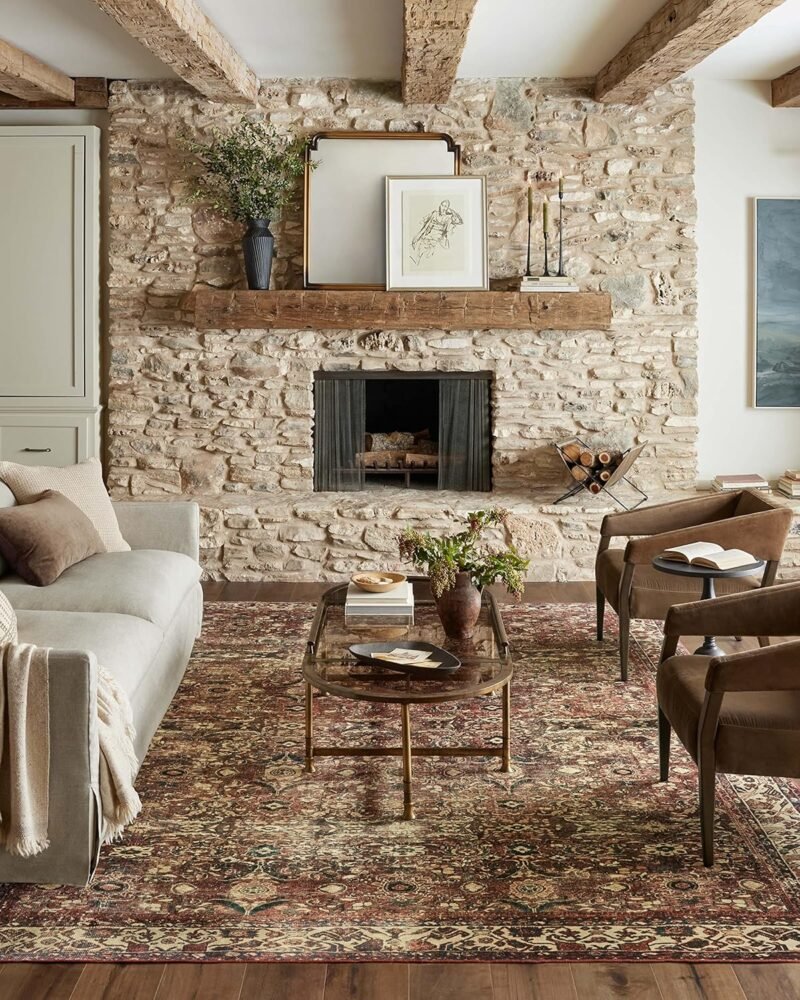 Loloi Magnolia Home by Joanna Gaines Banks Collection BAN-04 Brick/Ivory 2'-3" x 3'-9" .13" Pile Height.