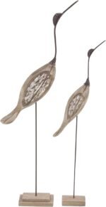 Deco 79 Wood Bird Decorative Sculpture Home Decor Statues, Set of 2 Accent Figurines 28